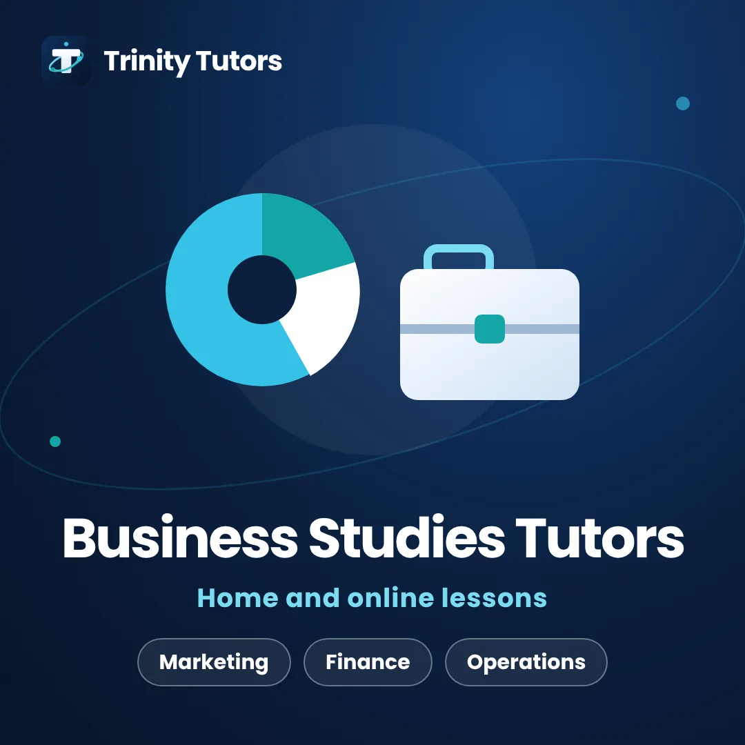 Business Studies tutoring: pie chart and a briefcase