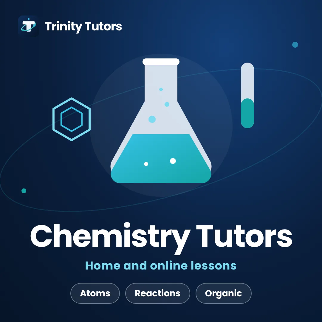 IGCSE Chemistry tutors: conical flask, test tube and molecule ring