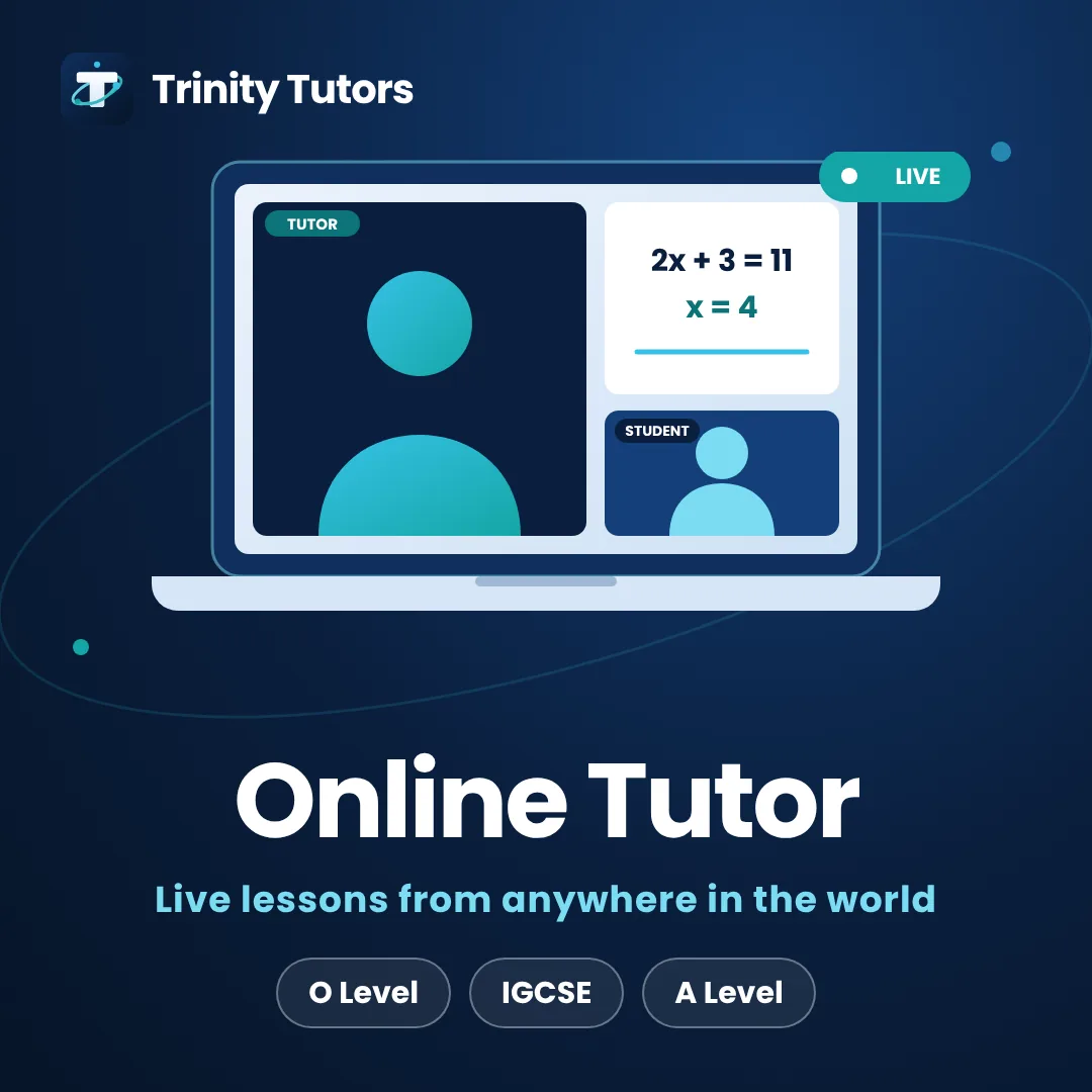 Online tutoring for students abroad: laptop showing a live lesson with tutor, student and whiteboard