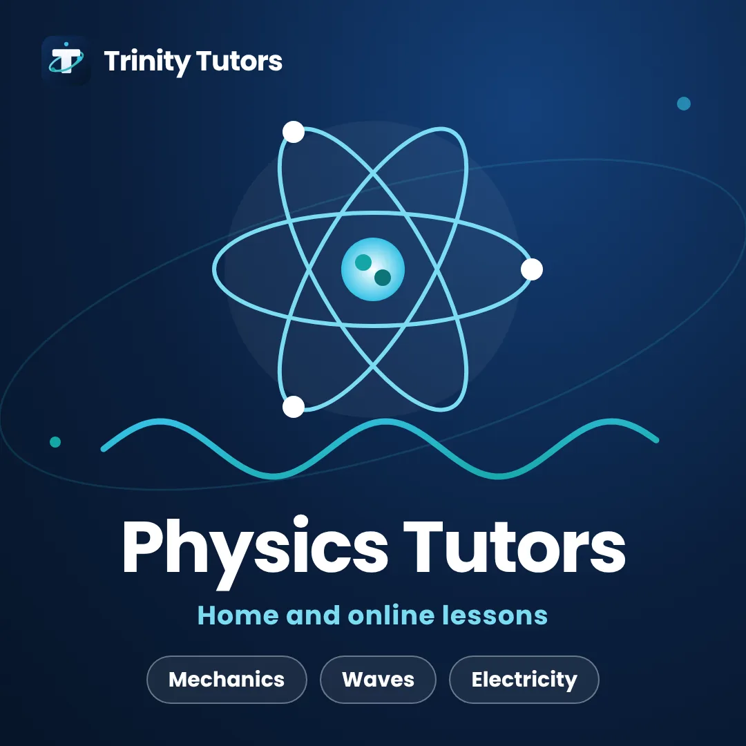O Levels Physics tutors: atom with orbiting electrons and a wave