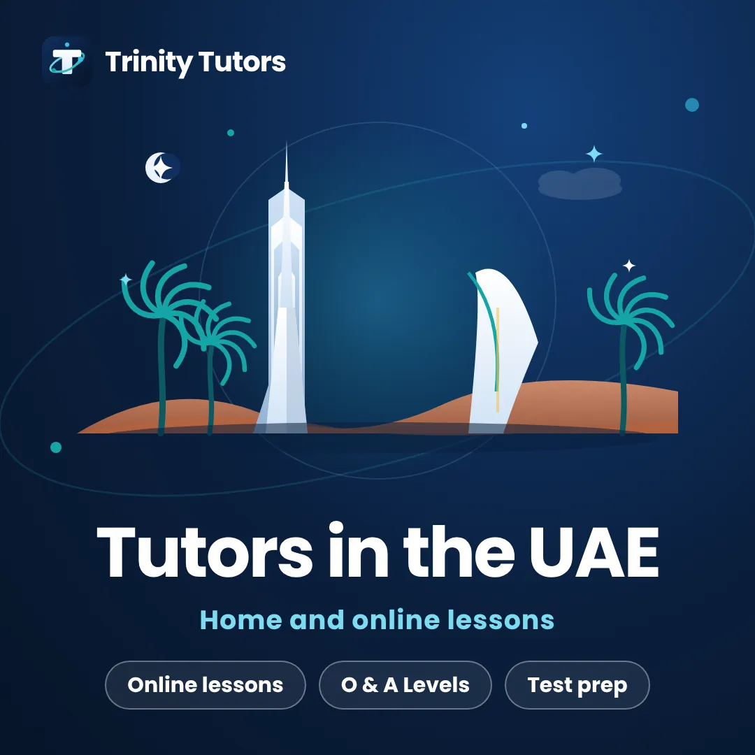 Online tutors for students in United Arab Emirates: Burj Khalifa and Burj Al Arab above the dunes